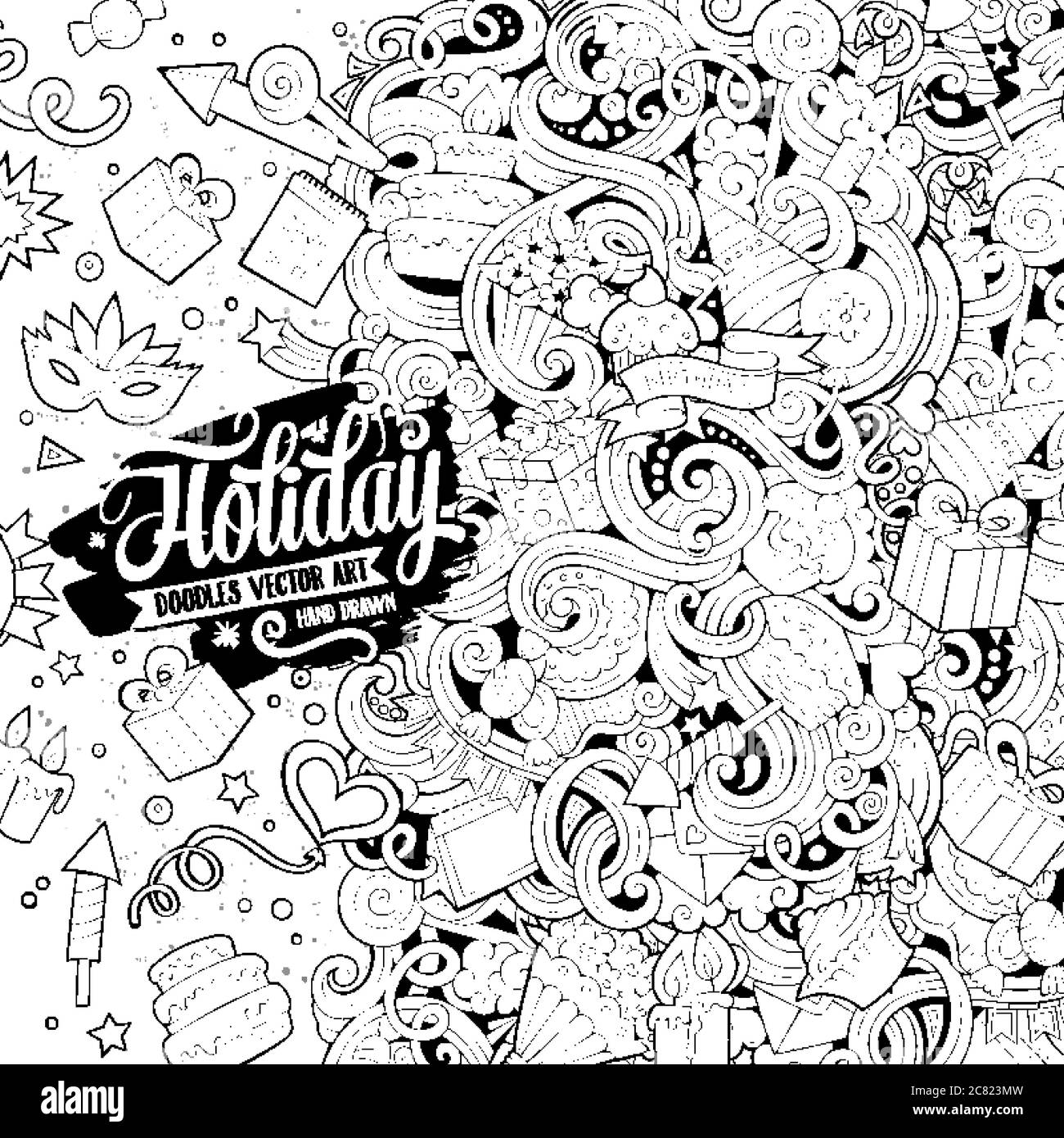 Cartoon hand-drawn doodles holidays illustration Stock Vector Image ...