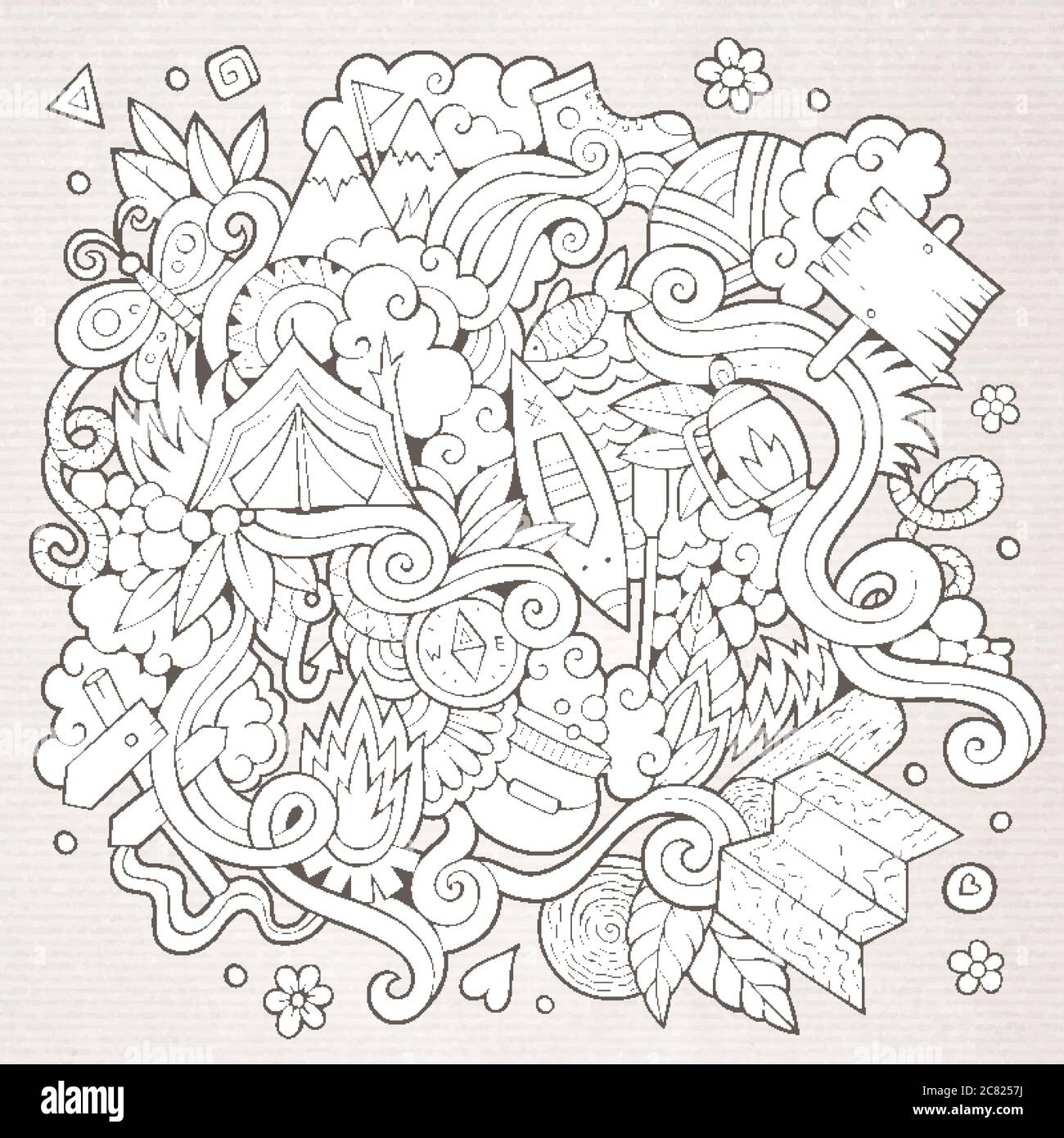 Cartoon vector doodles camping background Stock Vector Image & Art - Alamy