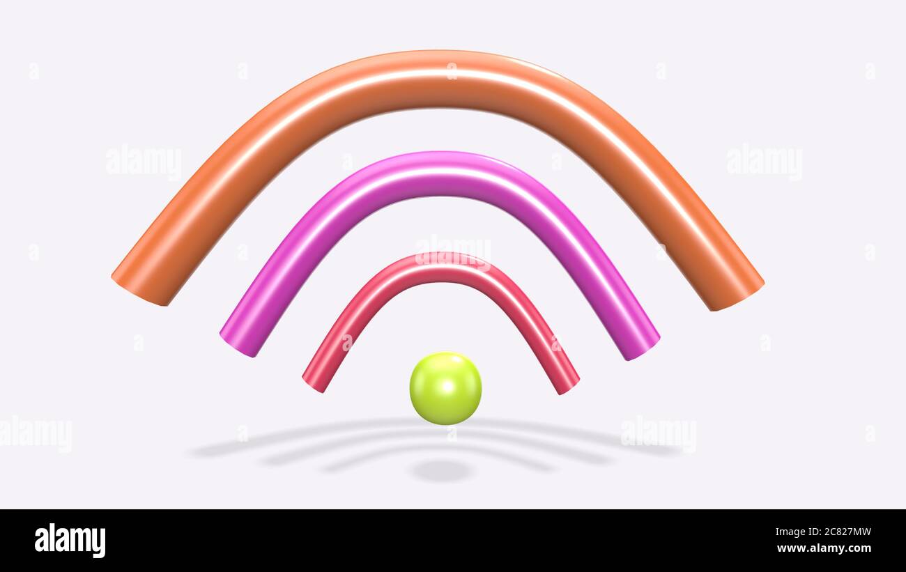 3D render colorful wifi icon on white background Stock Photo