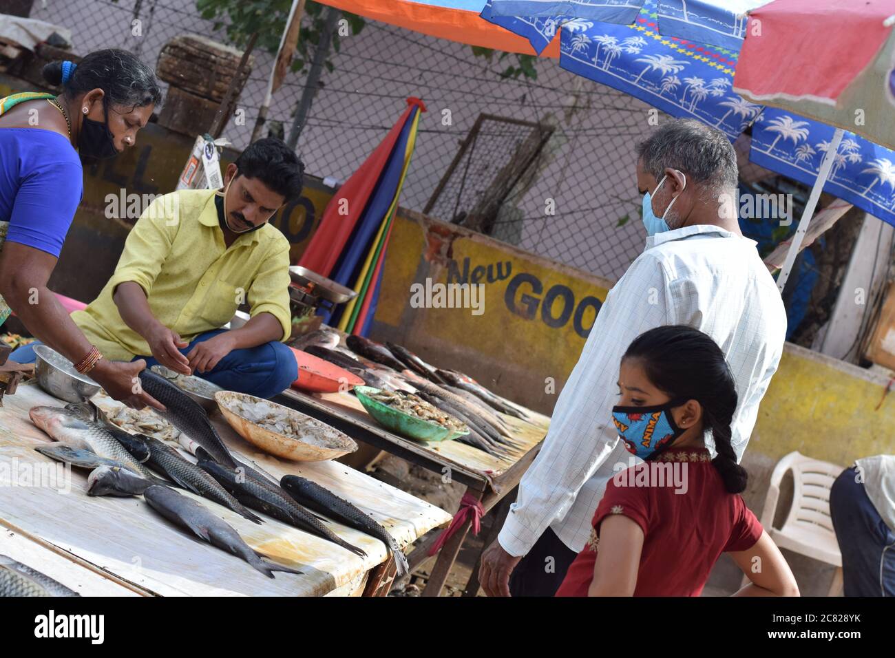 Hyderabad, Telangana, India. july202020 peoples wearing at fish