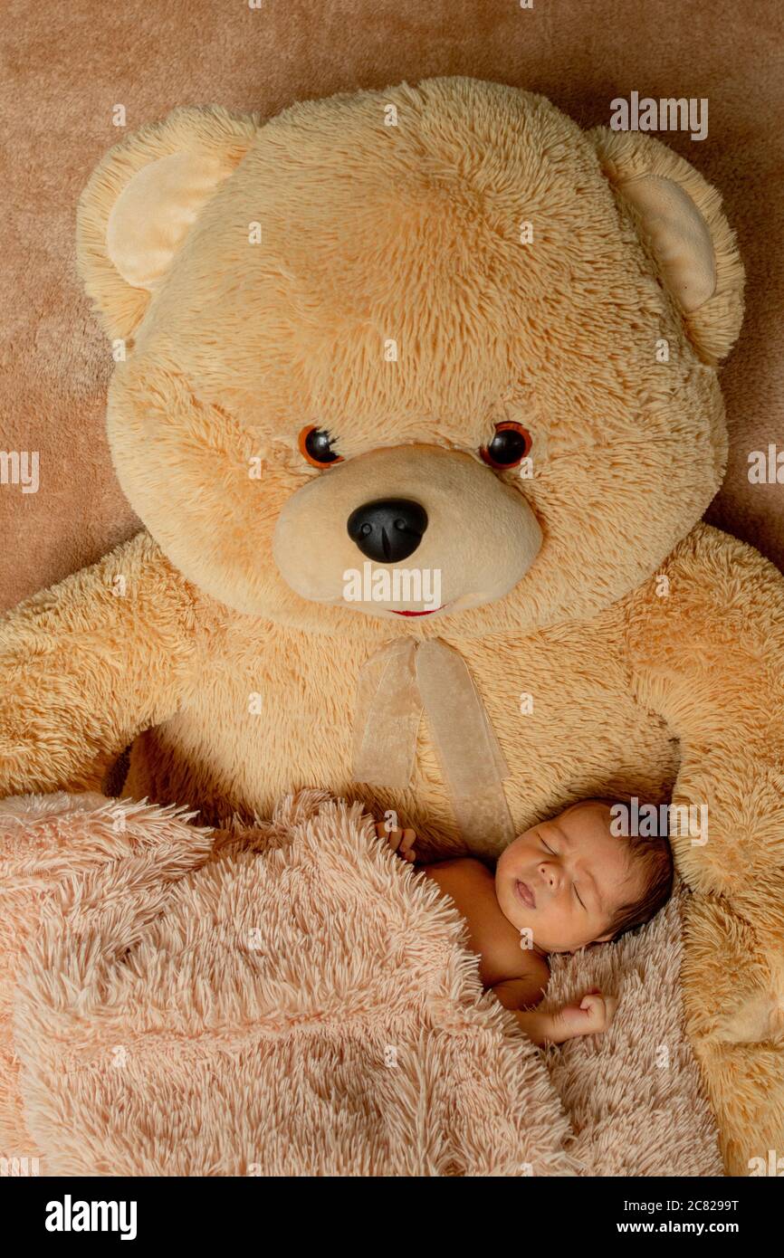 Little girl sleeping teddy bear hi-res stock photography and ...