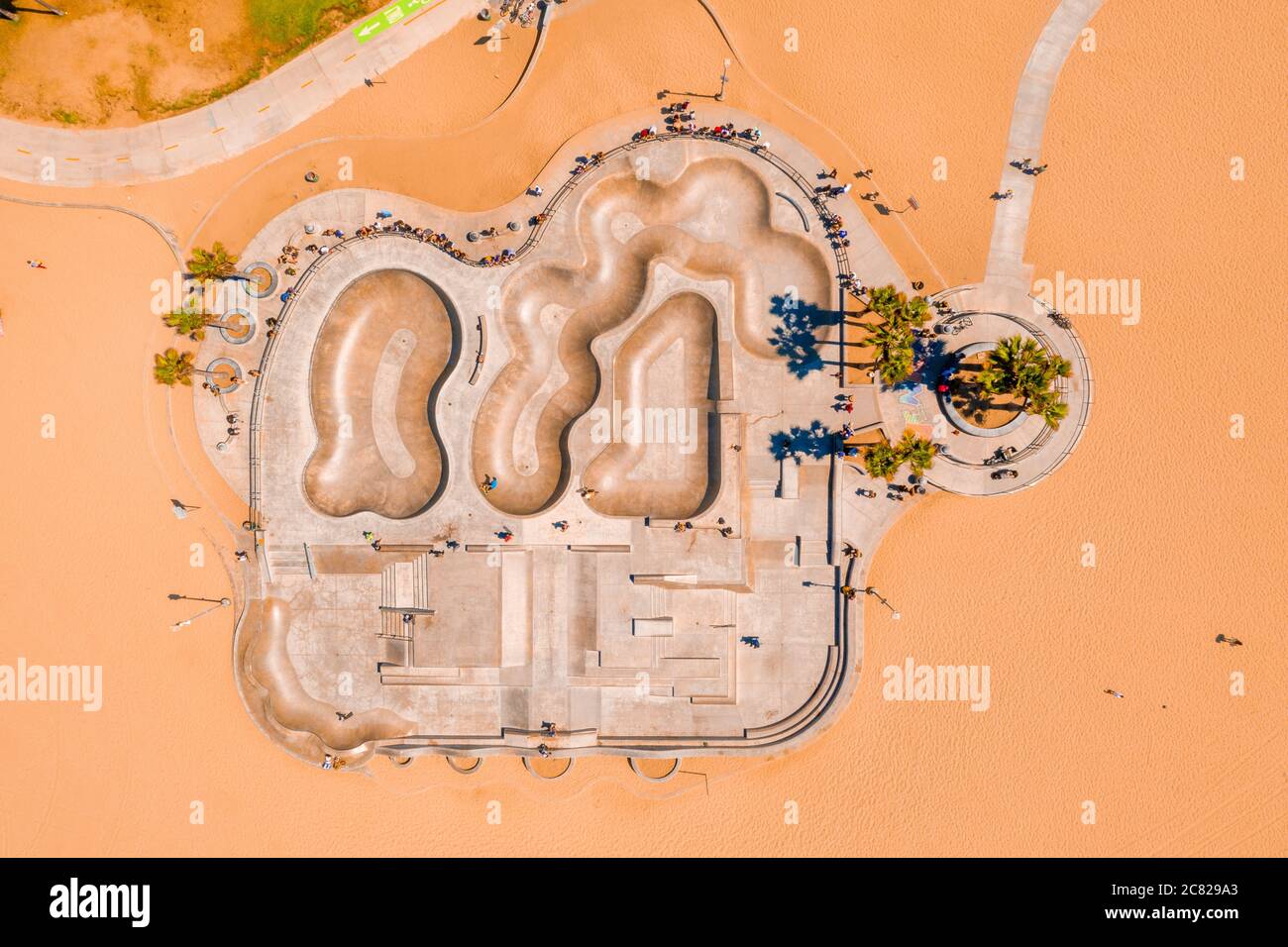 Aerial shot of the Venice Beach Boardwalk in Los Angeles, USA Stock ...