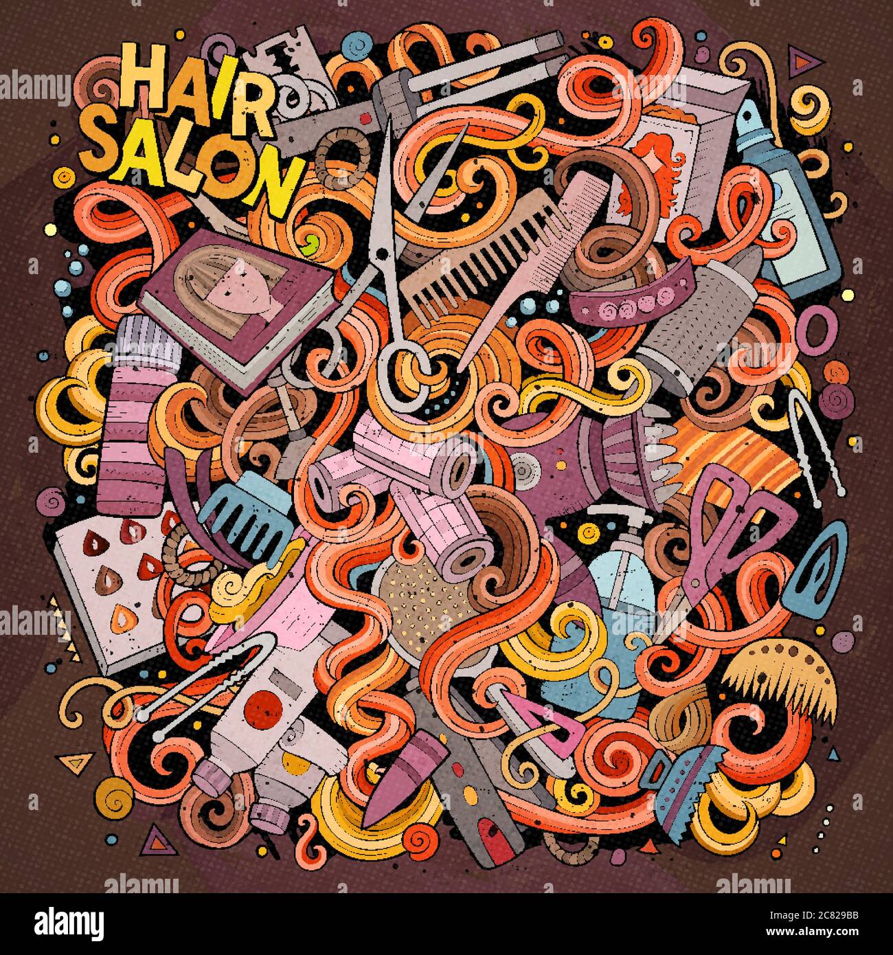 Cartoon doodles Hair salon illustration Stock Vector Image & Art - Alamy