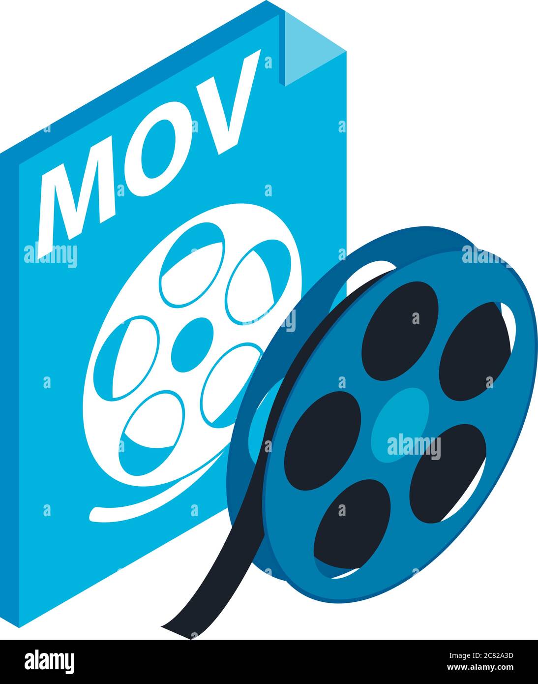Mov file icon, isometric style Stock Vector