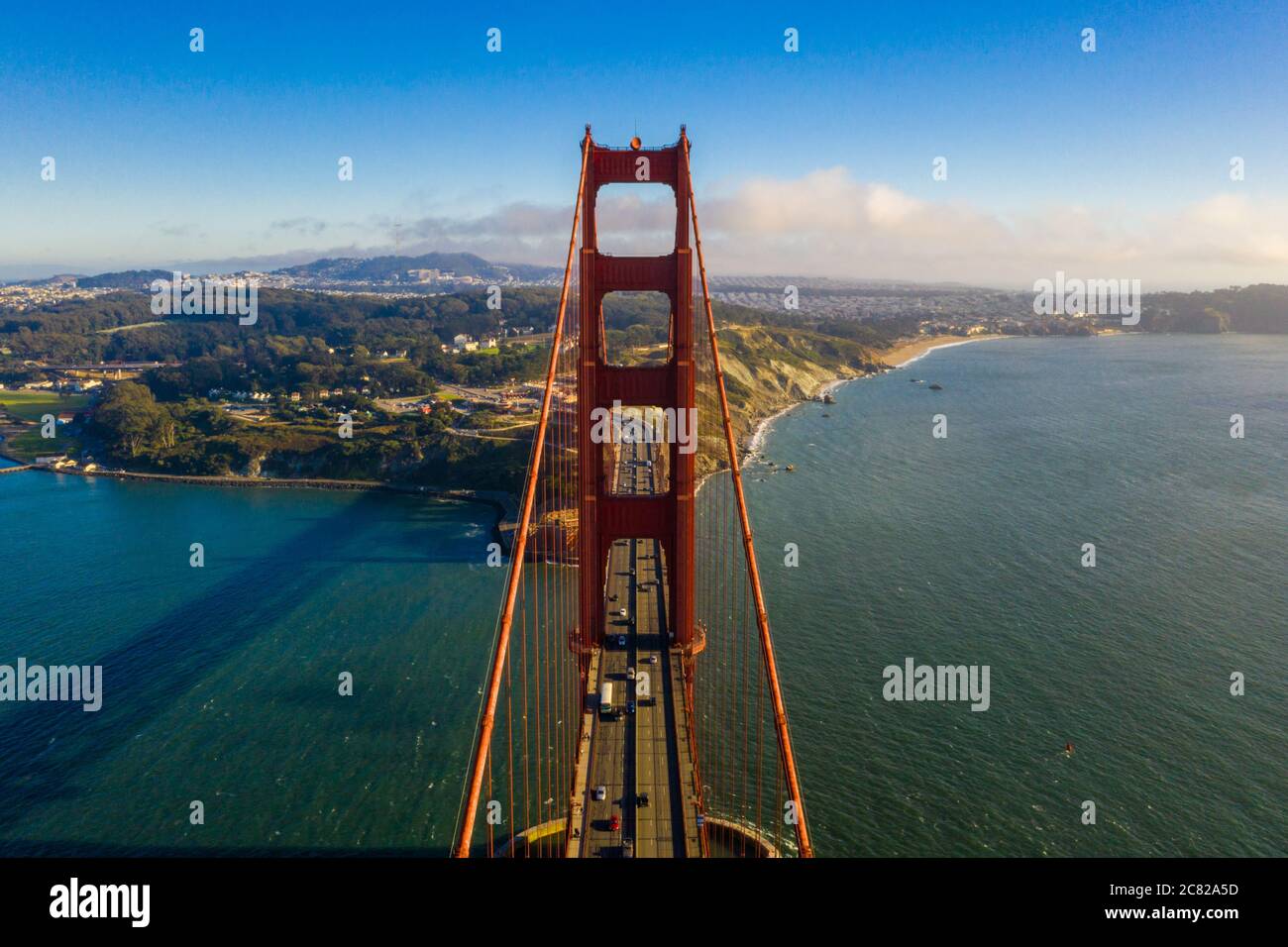 High angle shot of the Golden Gate Bridge in San Francisco captured ...
