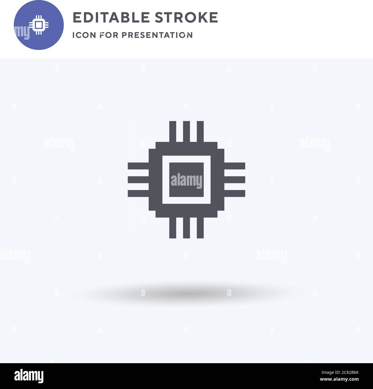 Cpu icon vector, filled flat sign, solid pictogram isolated on white, logo illustration. Cpu icon for presentation. Stock Vector