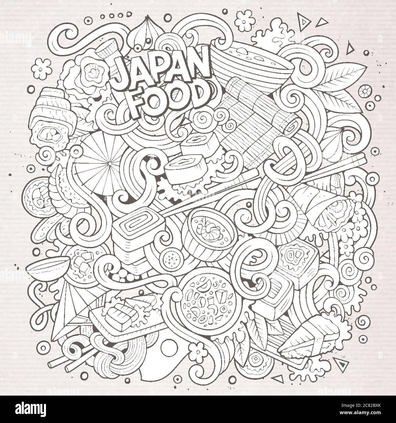 Cartoon hand-drawn doodles Japan food illustration Stock Vector Image ...