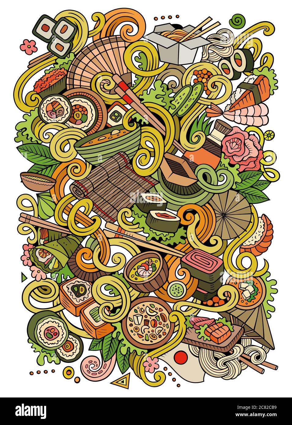 Cartoon hand-drawn doodles Japan food illustration Stock Vector Image ...