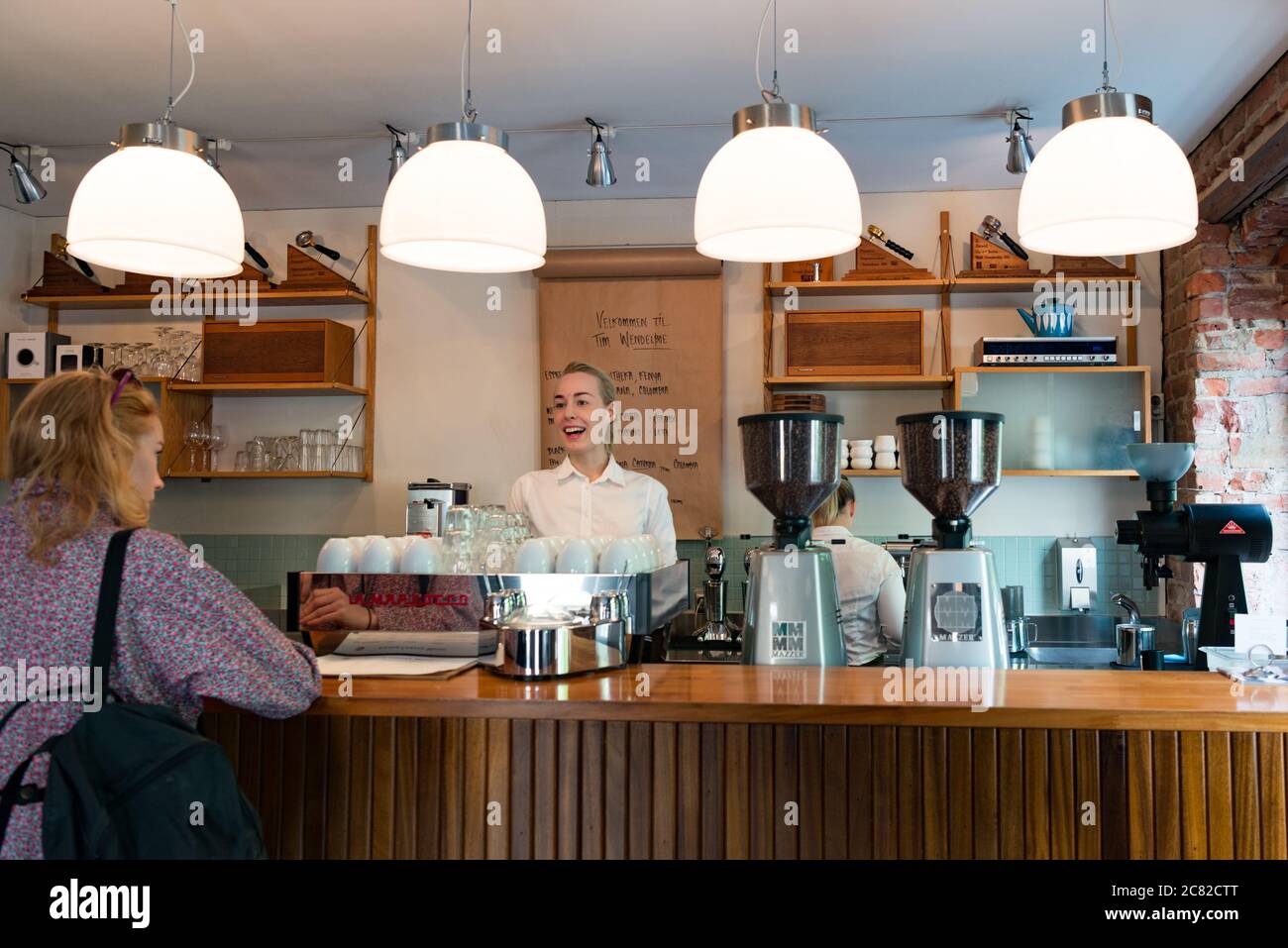 Tim Wendelboe coffee shop, espresso bar and micro roastery in Oslo, Norway Stock Photo