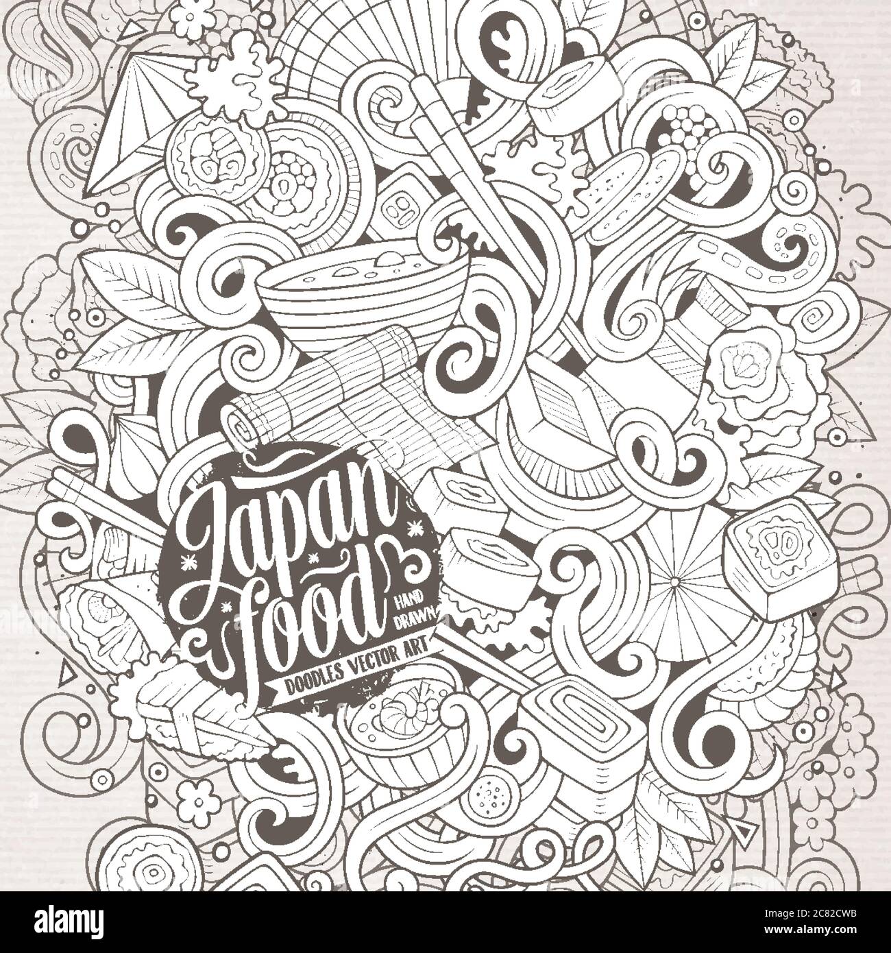 Cartoon hand-drawn doodles Japan food illustration Stock Vector Image ...