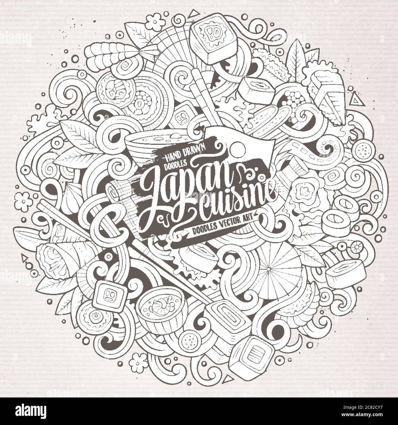 Cartoon hand-drawn doodles Japan food illustration Stock Vector Image ...