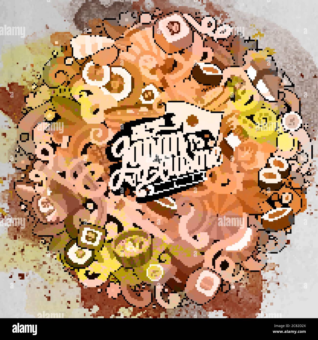 Cartoon hand-drawn doodles Japan food illustration Stock Vector Image ...