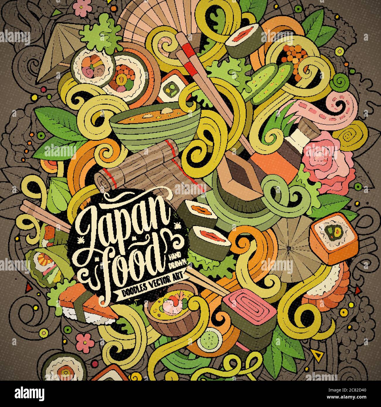 Cartoon hand-drawn doodles Japan food illustration Stock Vector Image ...