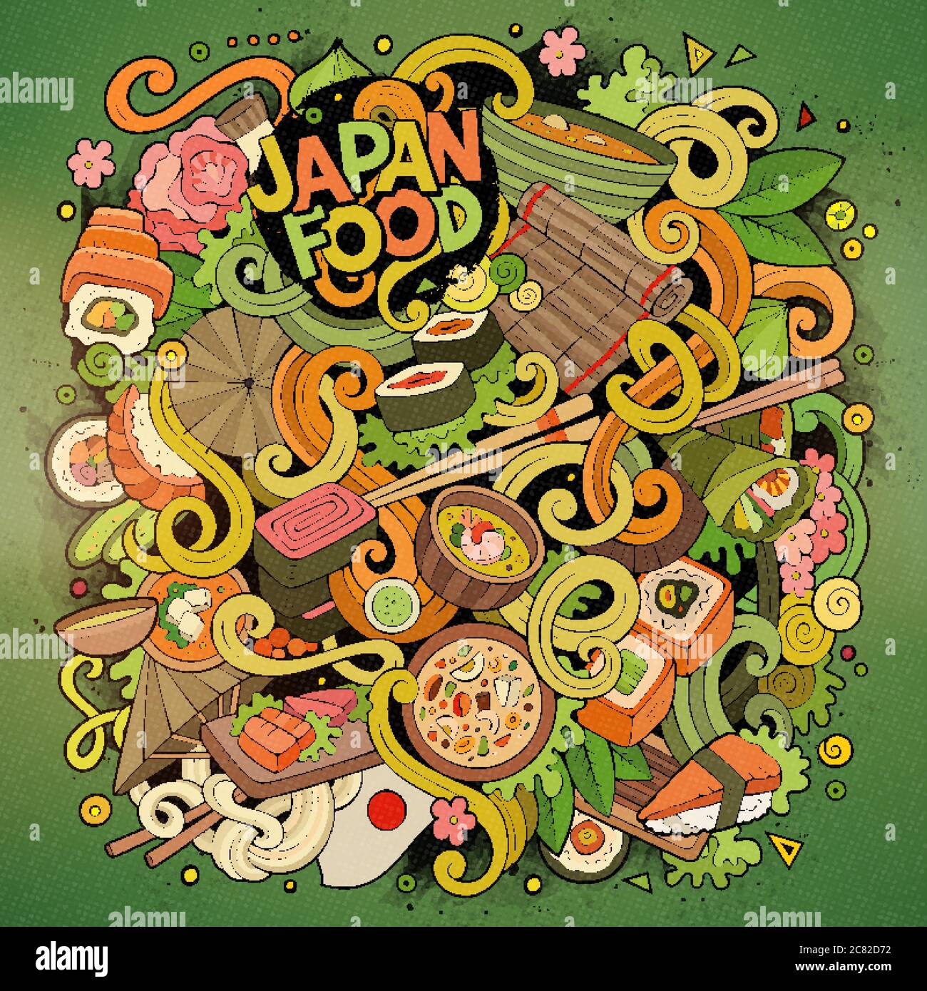 Cartoon hand-drawn doodles Japan food illustration Stock Vector Image ...