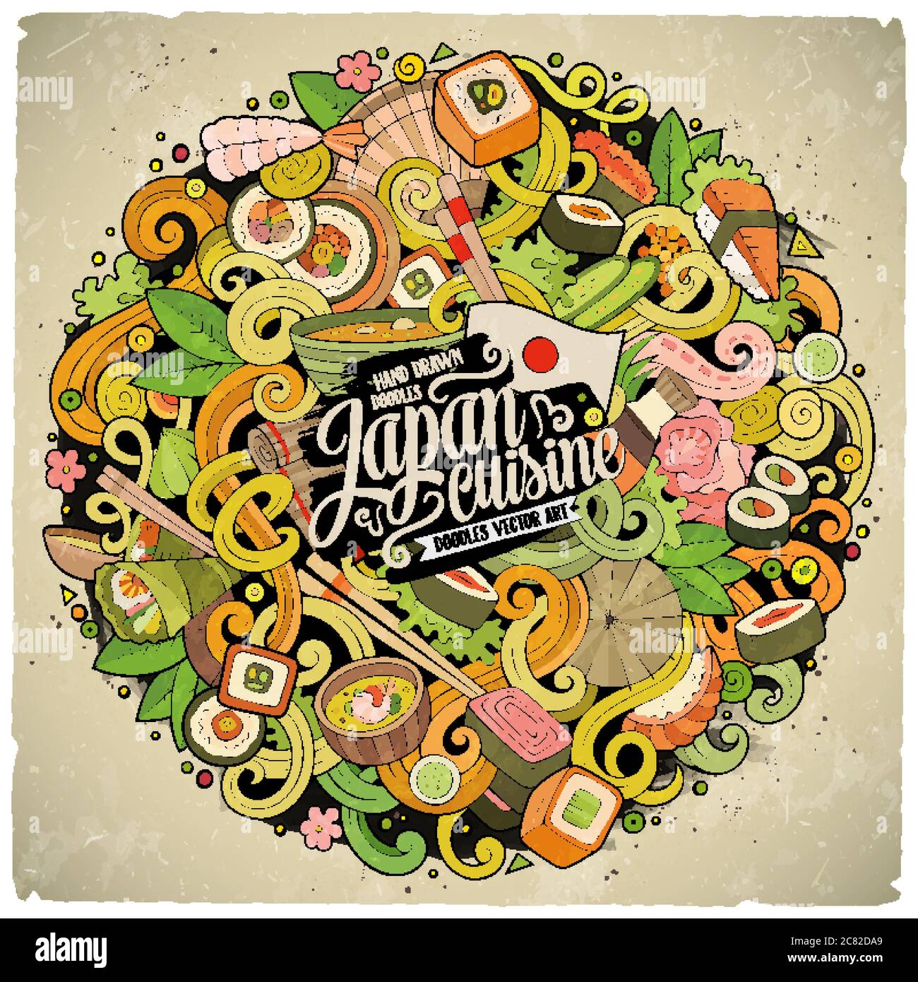 Cartoon hand-drawn doodles Japan food illustration Stock Vector Image ...