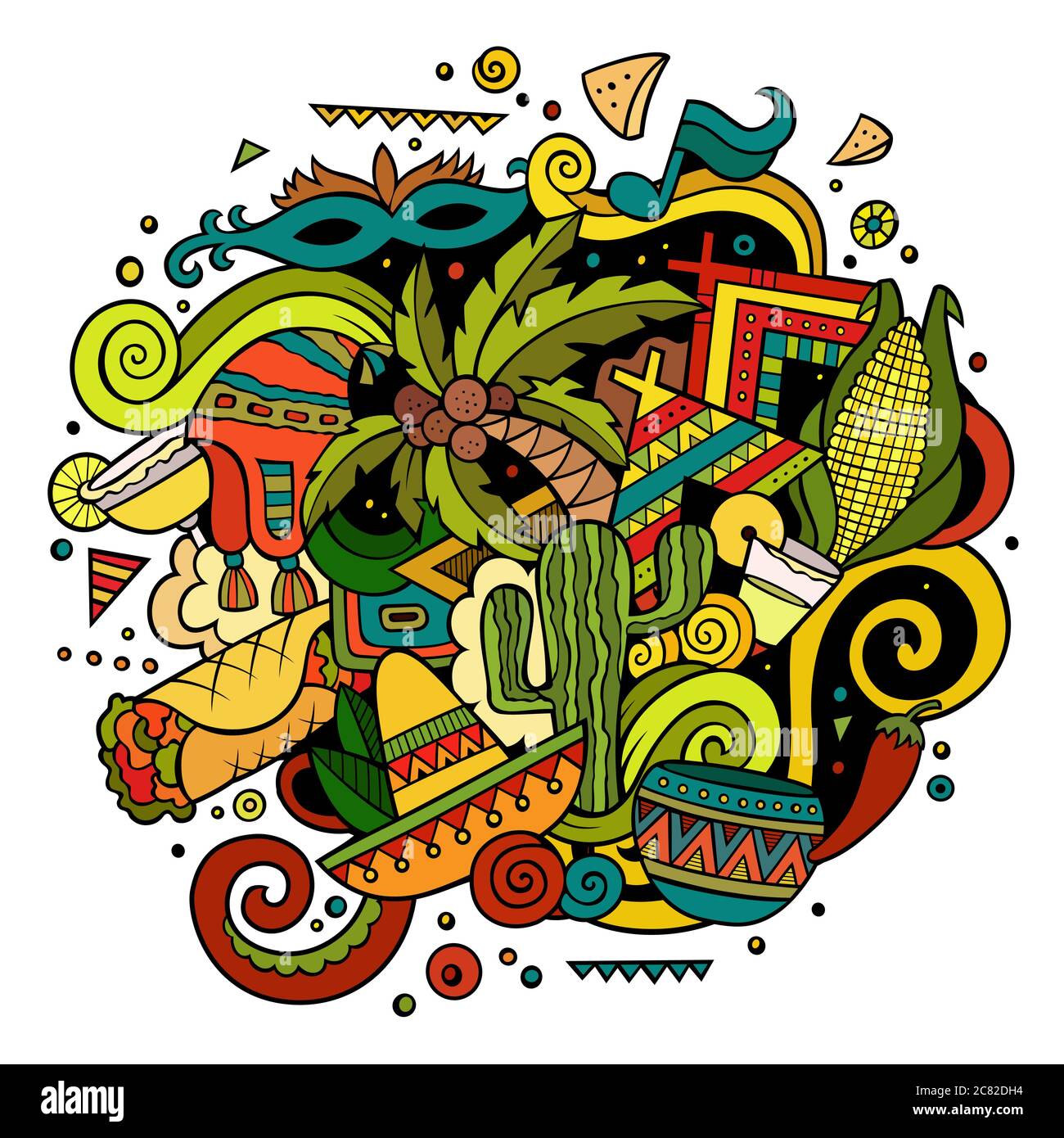 Latin America. Cartoon Vector Hand Drawn Doodle Illustration. Watercolor  Detailed Design Background With Objects And Symbols. All Objects Are  Separated Royalty Free SVG, Cliparts, Vectors, and Stock Illustration.  Image 57559124.