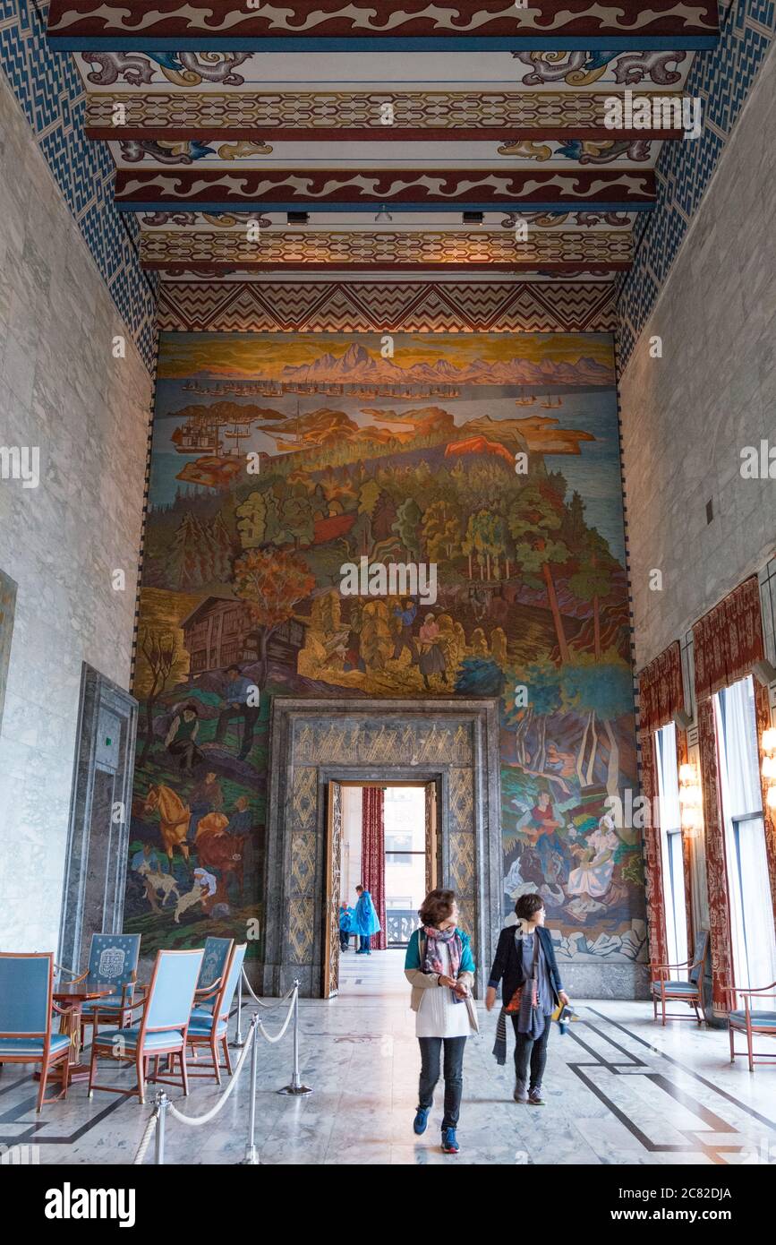 Radhus/City Hall interior, Oslo, Norway Stock Photo - Alamy