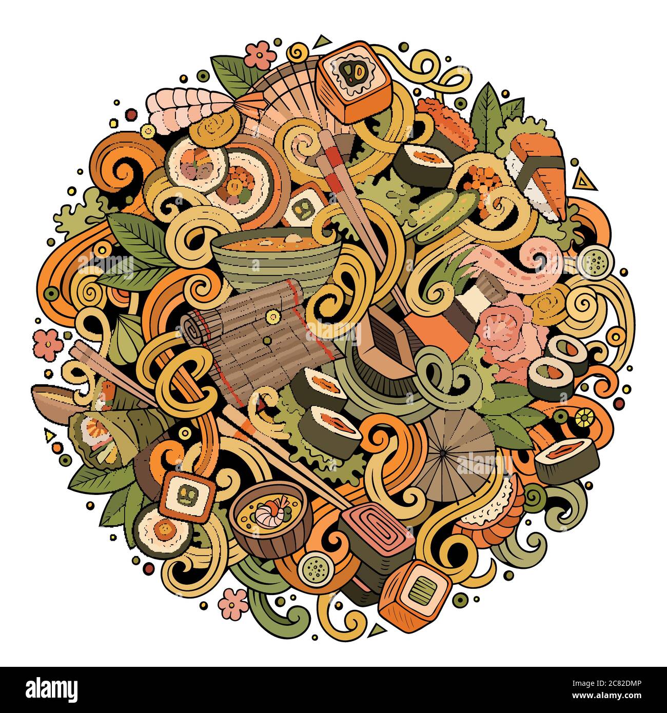 Cartoon hand-drawn doodles Japan food illustration Stock Vector Image ...