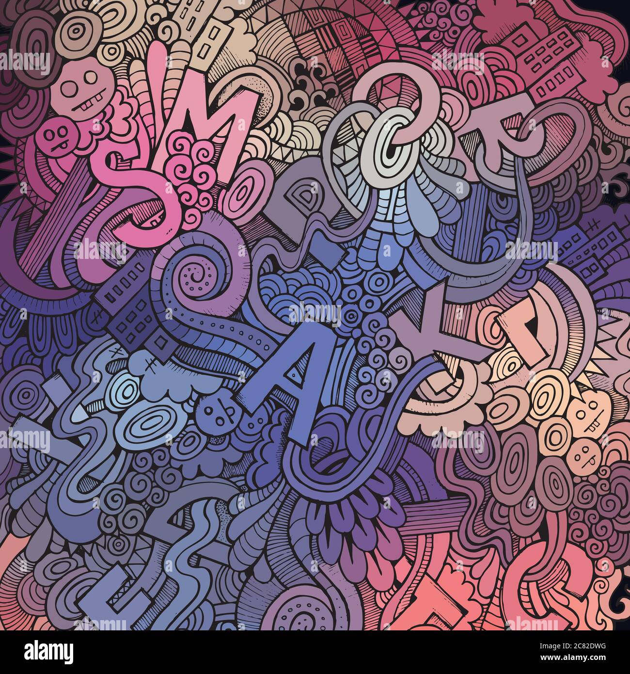Letters abstract decorative doodles background Stock Vector Image & Art ...