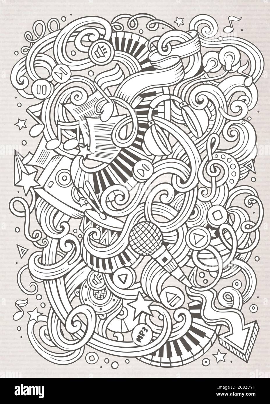 Cartoon hand-drawn doodles Musical illustration Stock Vector Image ...