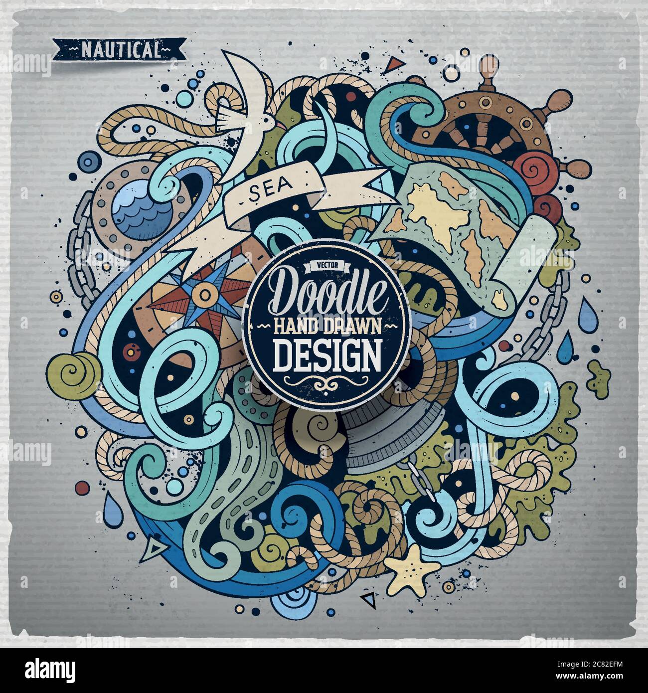 Nautical cartoon vector hand drawn doodle illustration Stock Vector ...