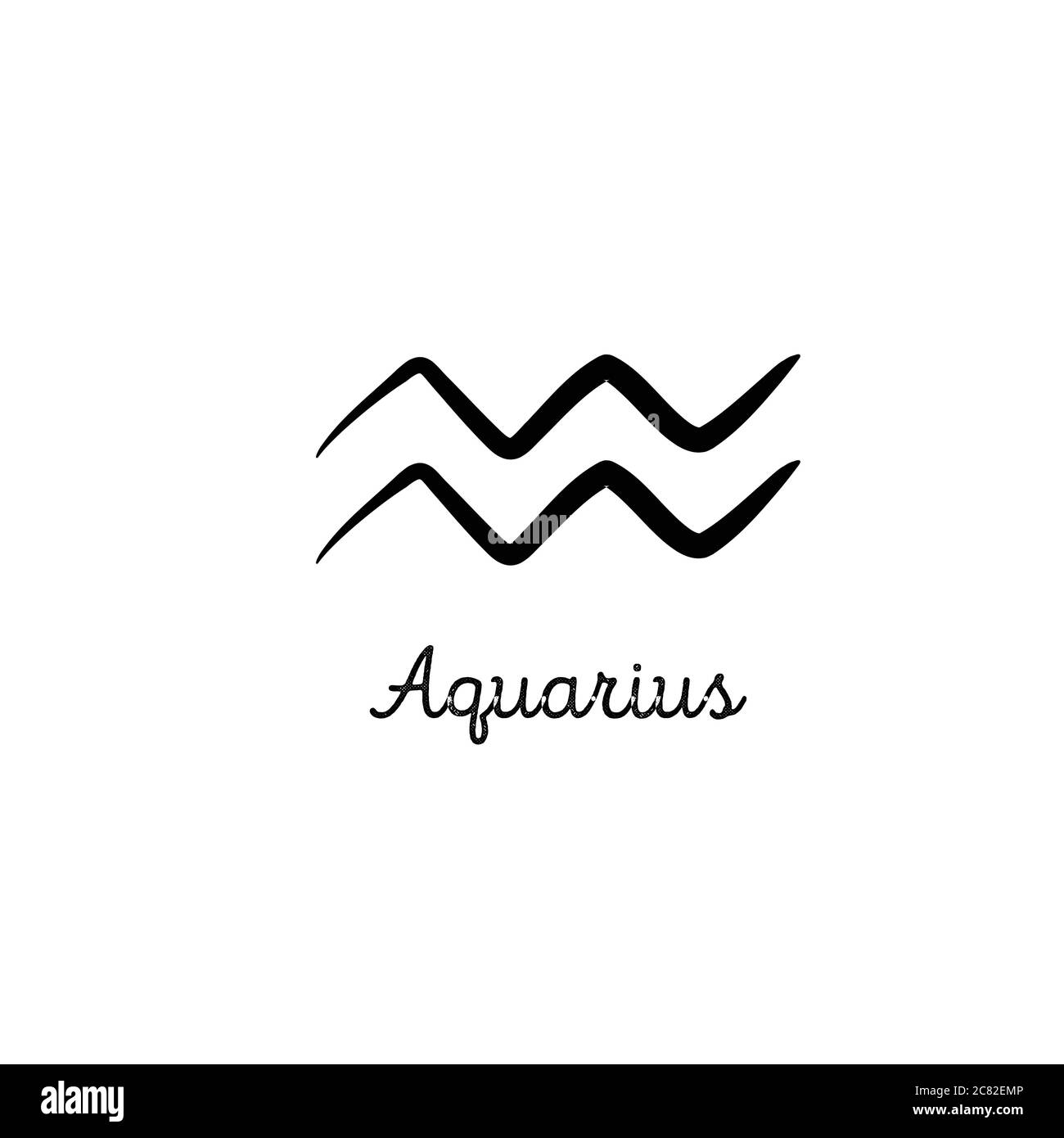 Hand drawn aquarius zodiac illustration. Simple line aquarius zodiac ...