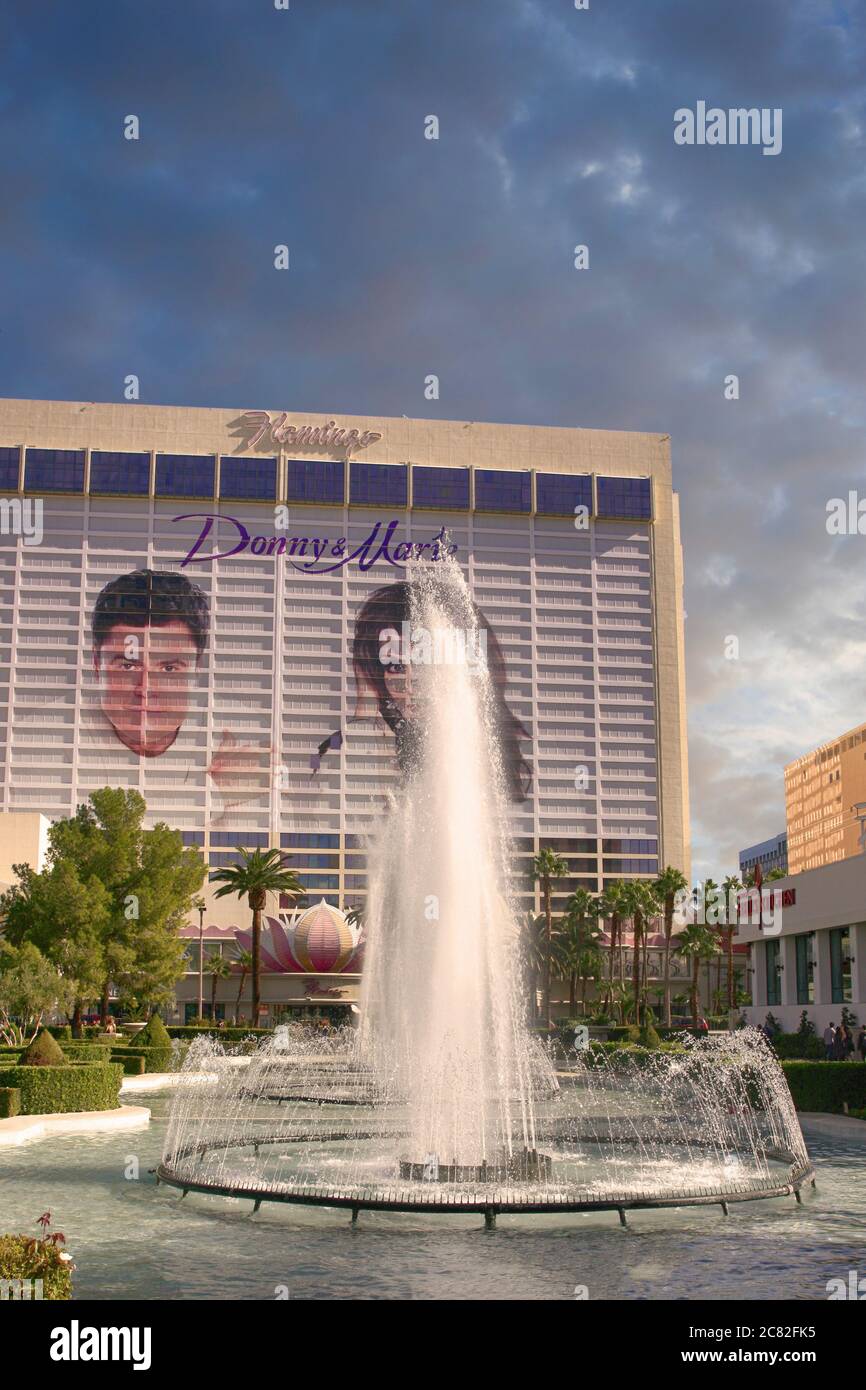 The faces of Donny and Marie Osmond on the side of the Flamingo Hotel in downtown Las Vegas, NV Stock Photo