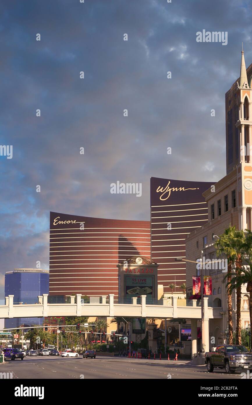 The Wynn and Encore hotels on the Strip in downtown Las Vegas, NV Stock