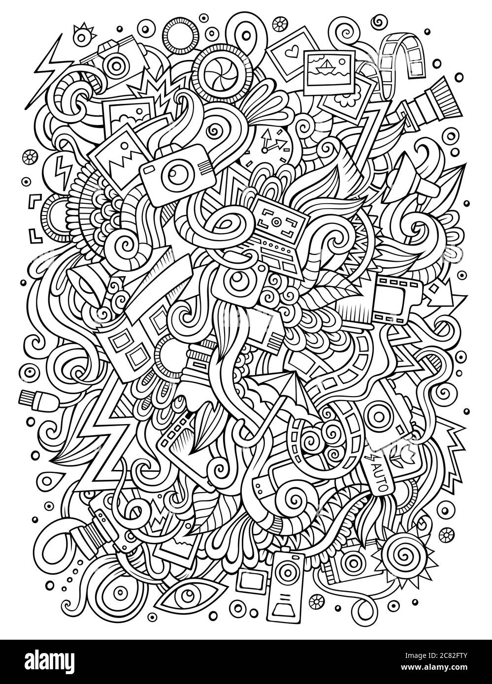 Cartoon cute doodles hand drawn Photo illustration Stock Vector Image ...