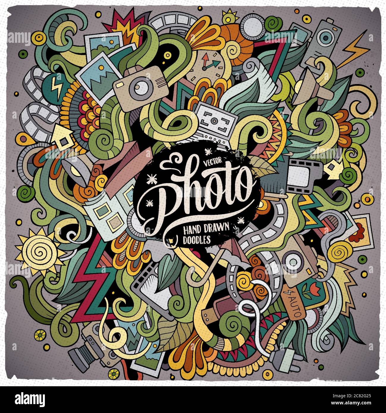 Cartoon cute doodles hand drawn Photo illustration Stock Vector Image ...