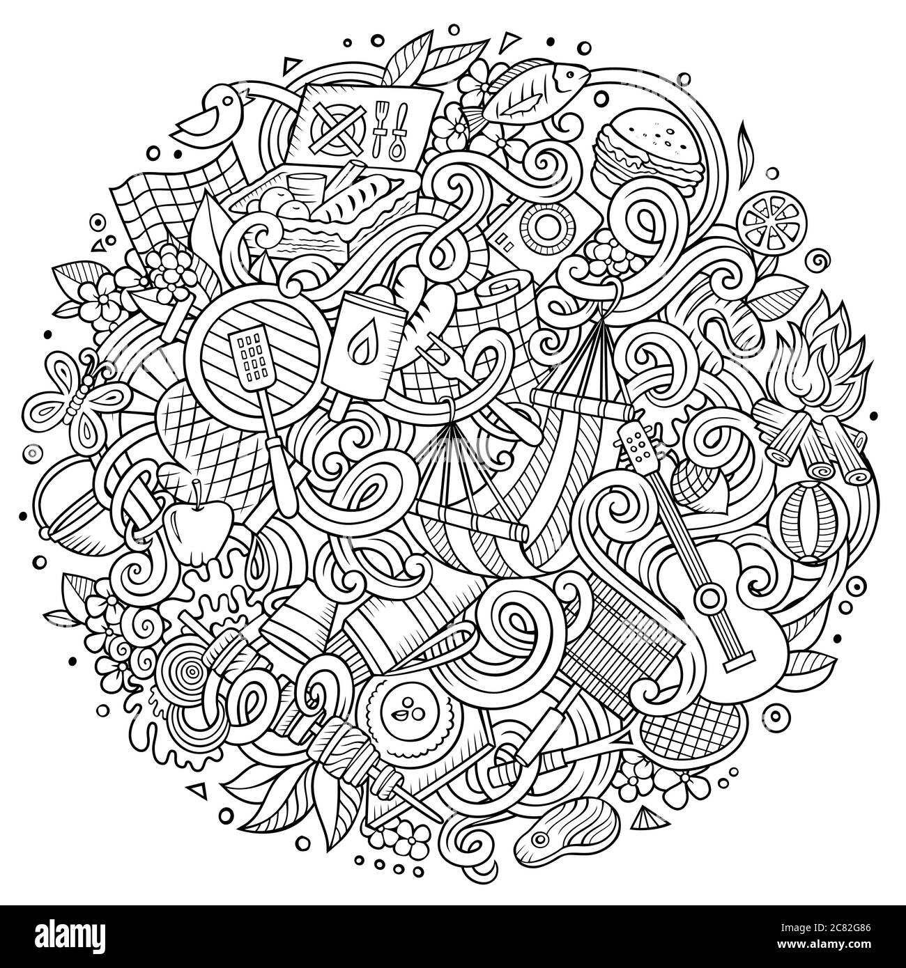 Cartoon vector picnic doodle frame Stock Vector Image & Art - Alamy