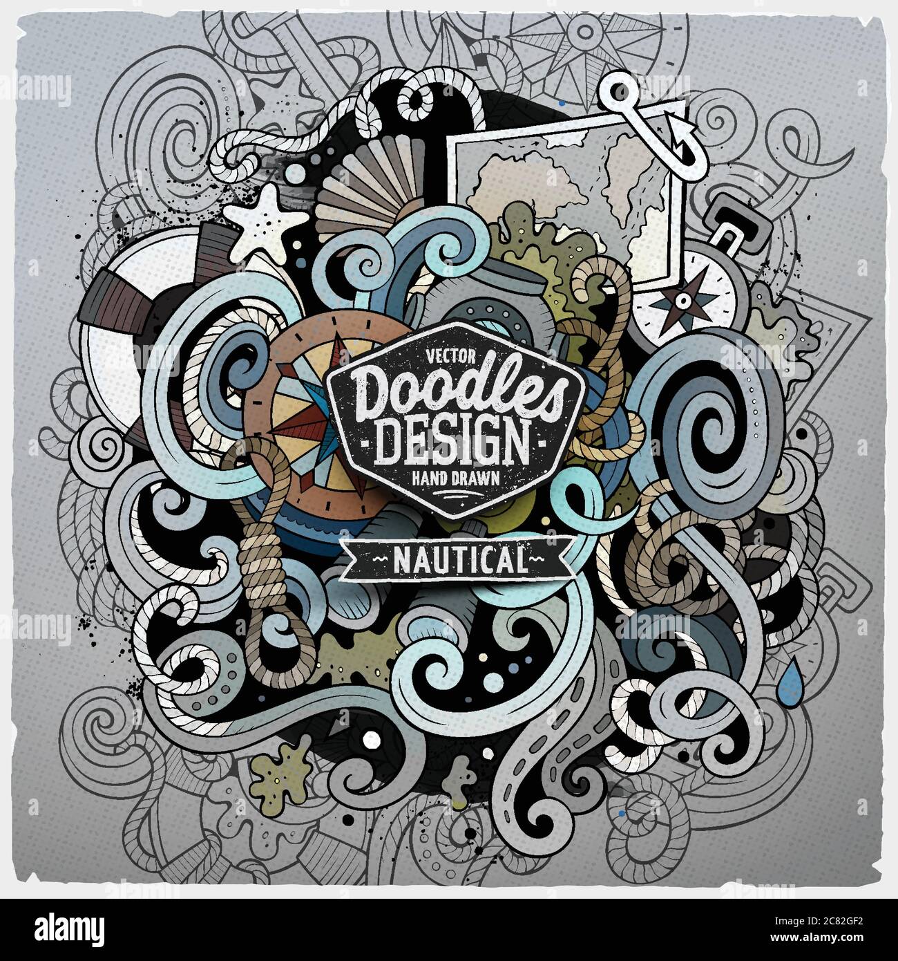 Nautical cartoon vector hand drawn doodle illustration Stock Vector ...