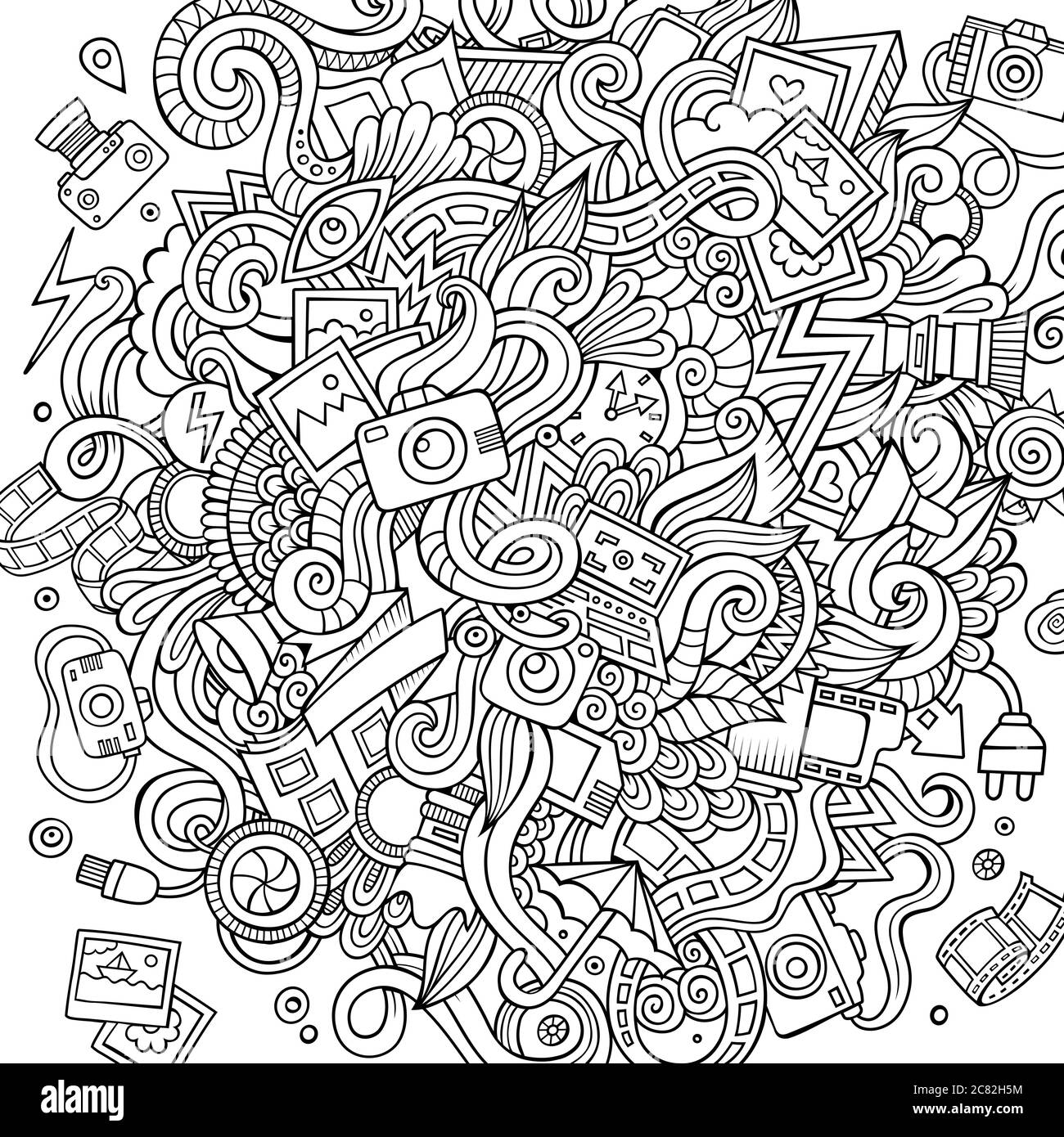 Cartoon cute doodles hand drawn Photo illustration Stock Vector Image ...
