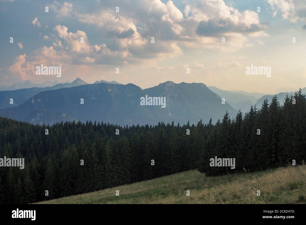 beautiful evening view of Chiemgau alps, Bavaria Stock Photo