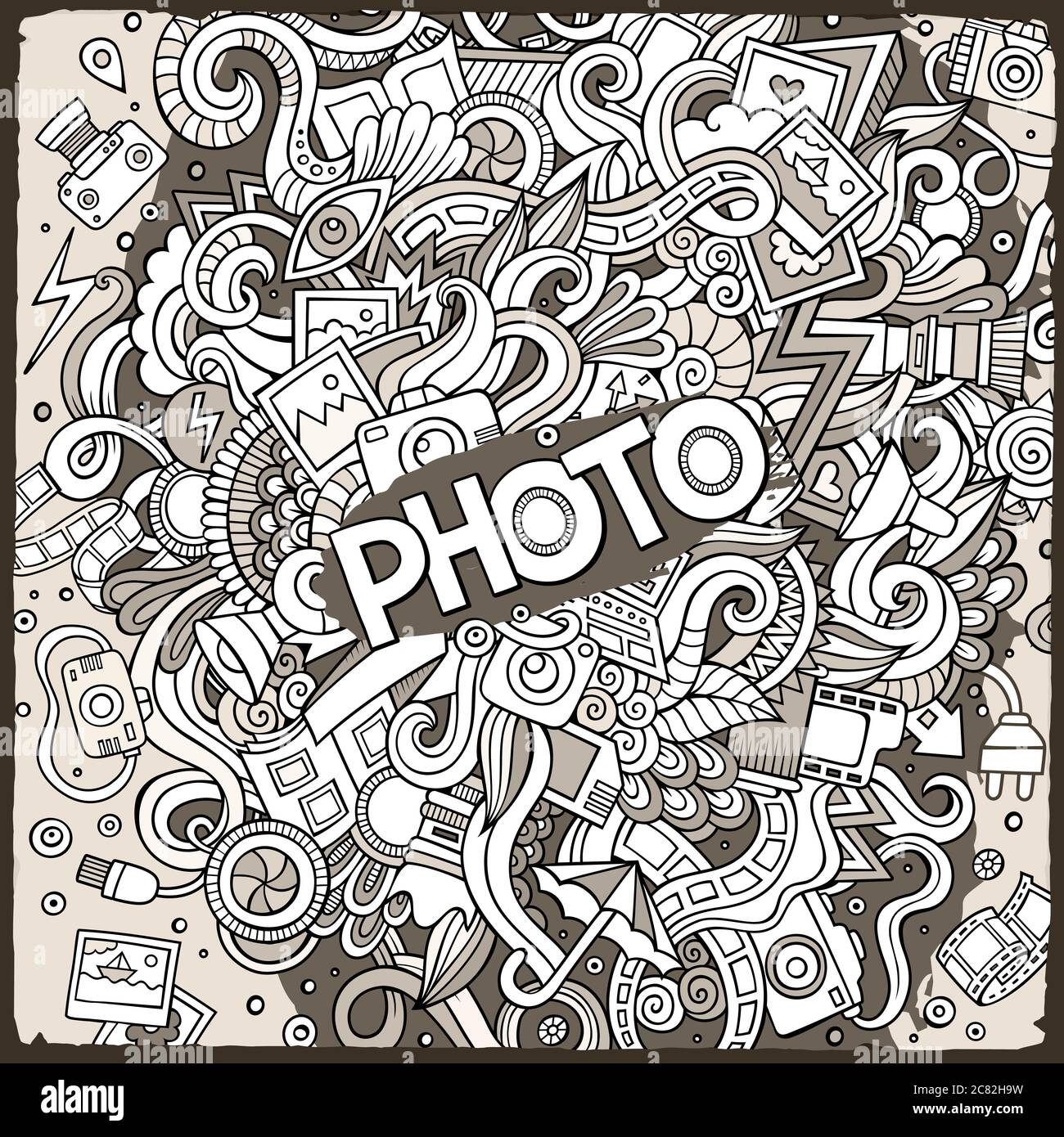 Cartoon cute doodles hand drawn Photo illustration Stock Vector Image ...