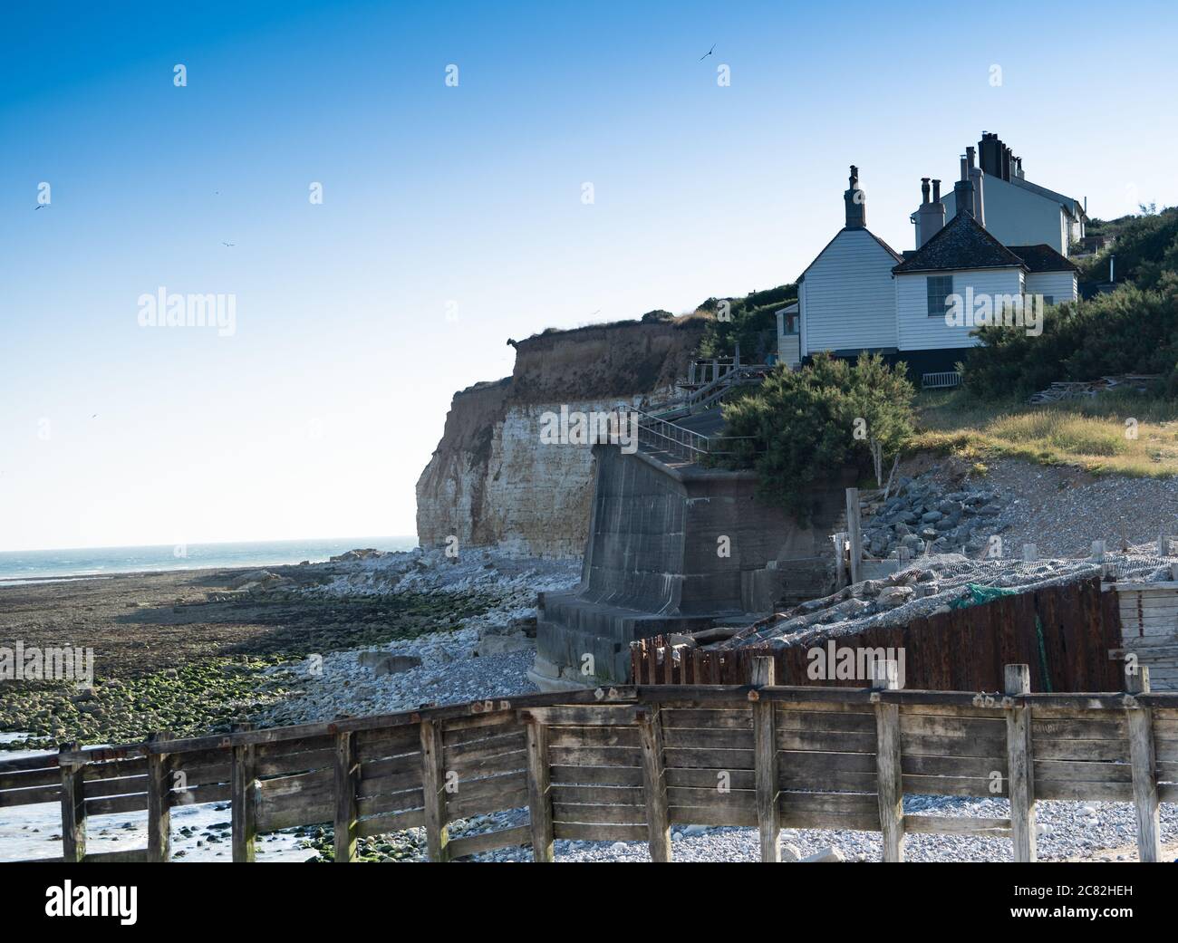 The coastguard cottages at Seaford Head, Seven Sisters,, South Downs, East Sussex, UK Stock Photo