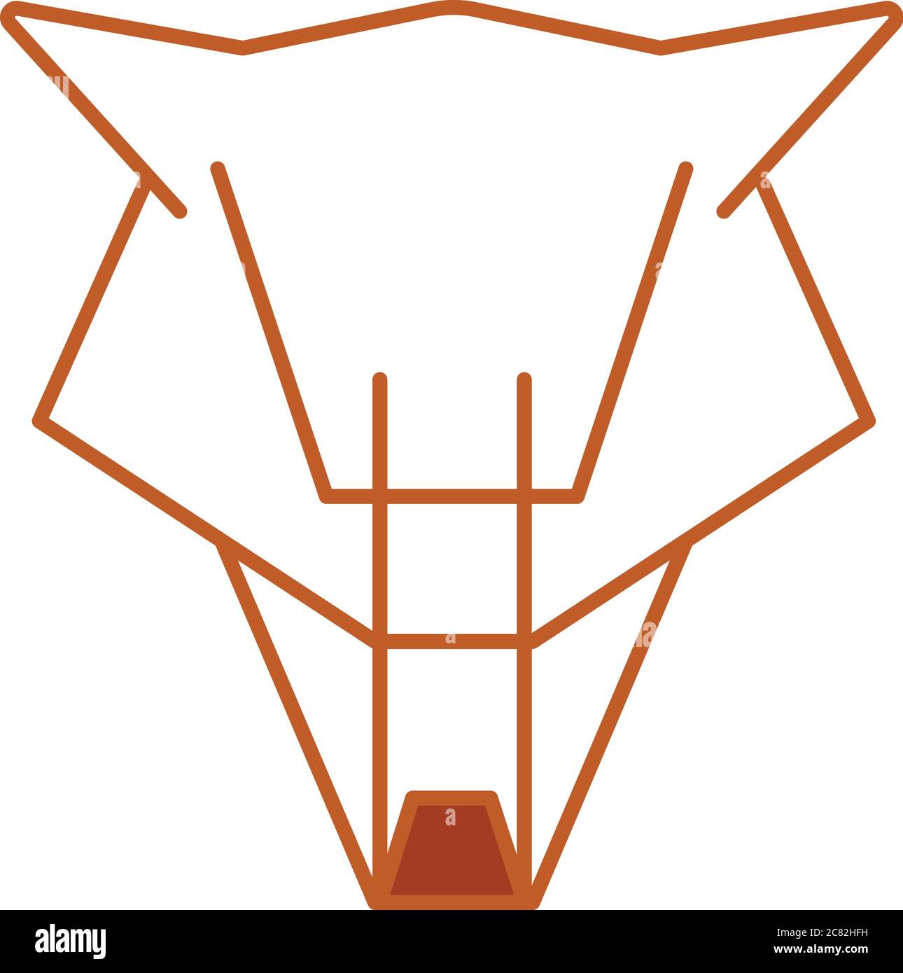 fox head line art drawing Stock Vector