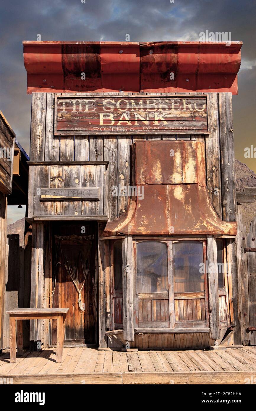 The Sombrero Bank of Arizona at the wild west movie set town of Old
