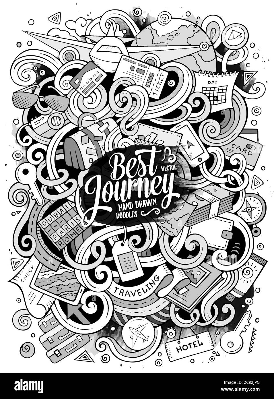 Cartoon cute doodles traveling illustration Stock Vector Image & Art ...