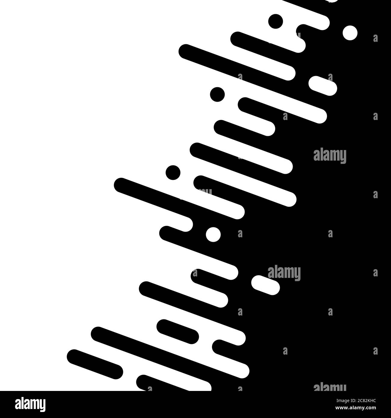 Seamless vector abstract transition of two colors. Rounded lines blended in. Black and white contrast. Stock Vector