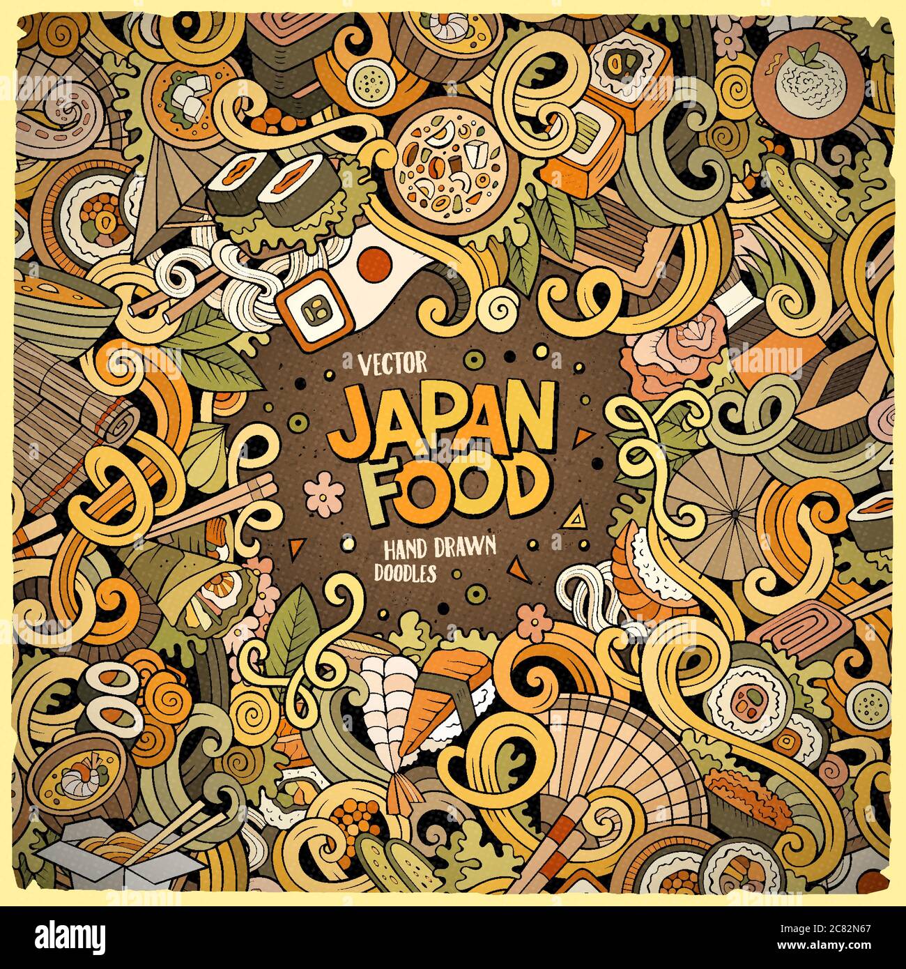 Cartoon hand-drawn doodles Japan food frame Stock Vector Image & Art ...