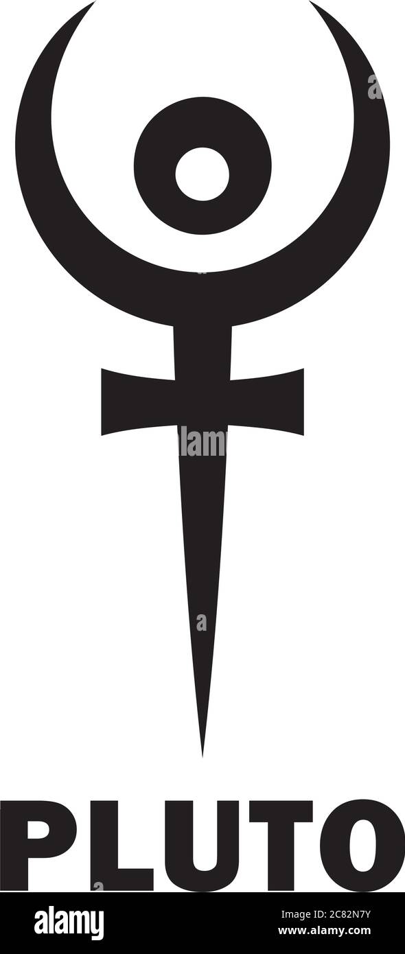 Astrology Alphabet: PLUTO (Hades), dwarf planet / planetoid. Astrological character, mystic hieroglyphic sign, modern modified symbol. Stock Vector