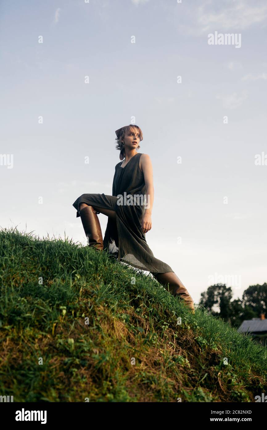 Woman in boots hi-res stock photography and images - Alamy