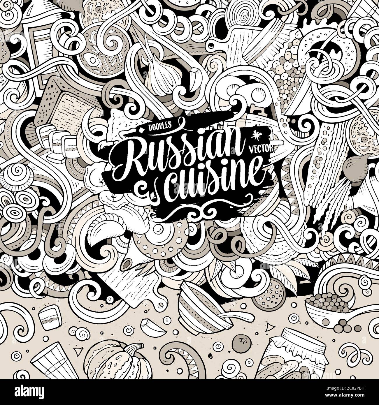 Cartoon cute doodles Russian food frame design Stock Vector Image & Art ...