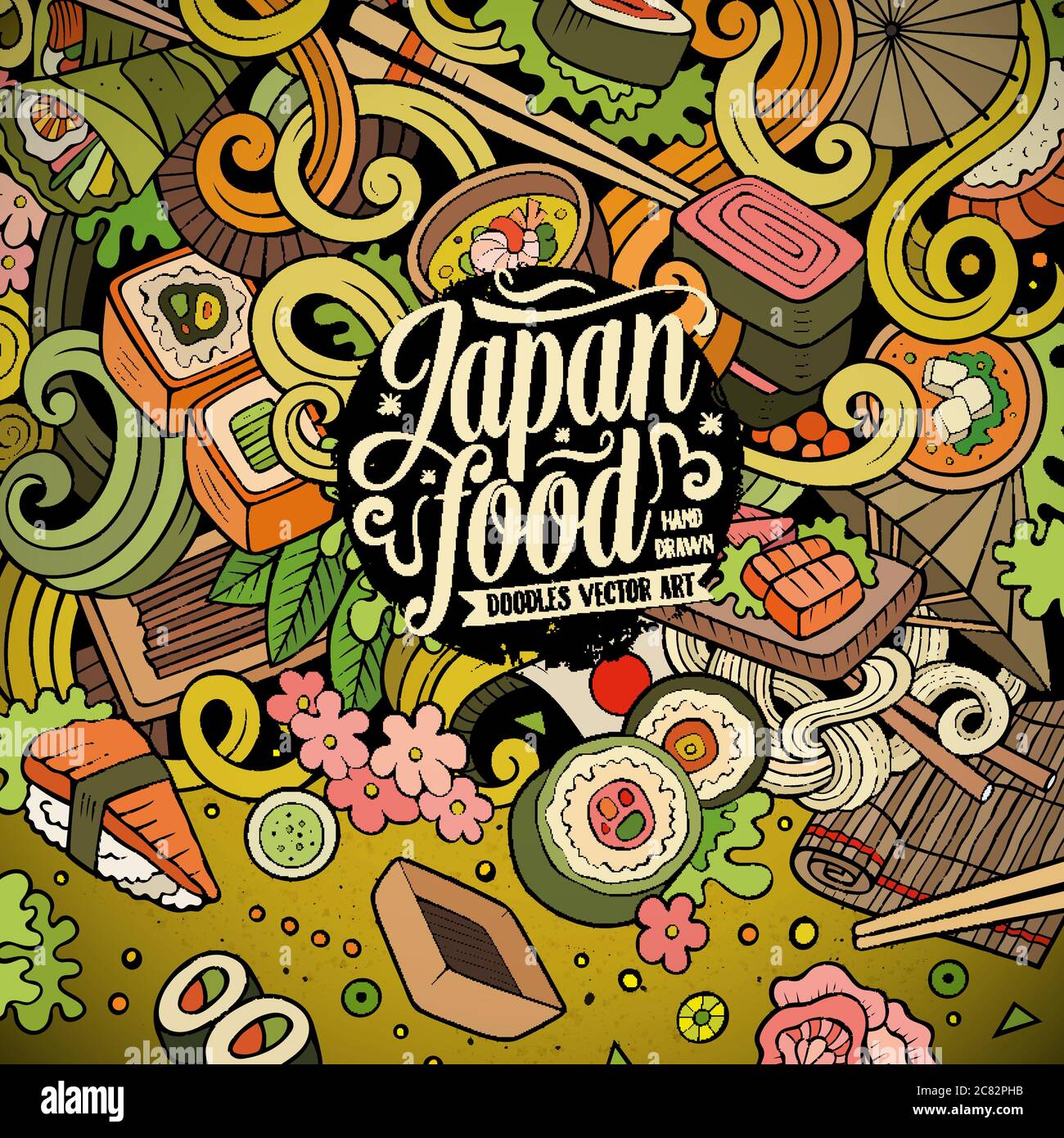Cartoon hand-drawn doodles Japan food illustration Stock Vector Image ...