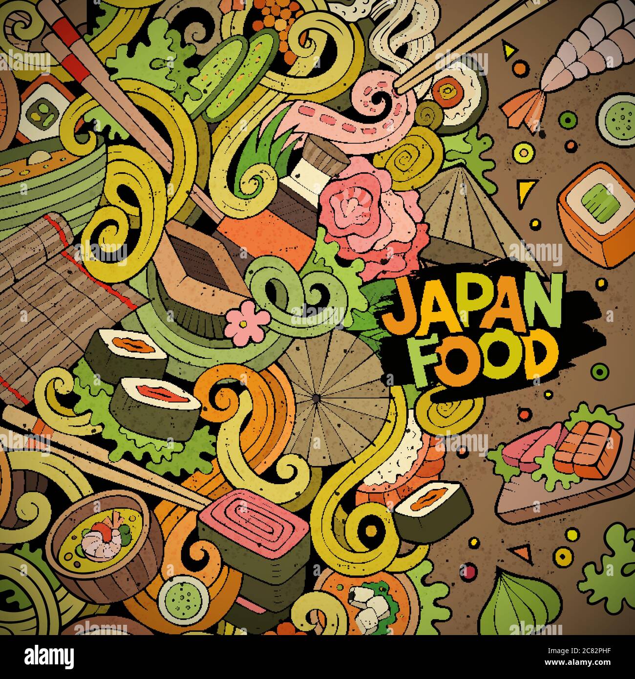 Cartoon hand-drawn doodles Japan food illustration Stock Vector Image ...