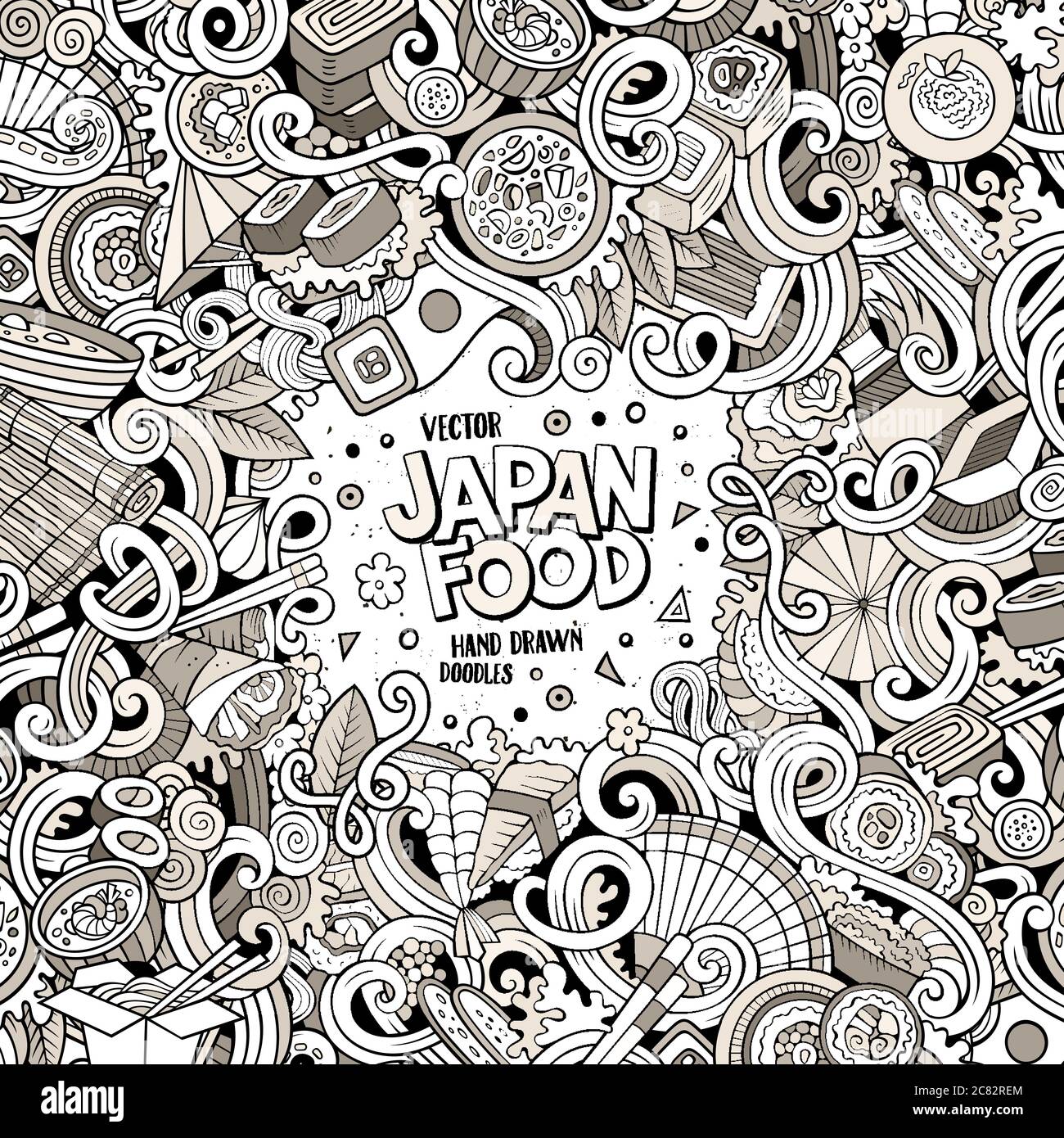Cartoon hand-drawn doodles Japan food illustration Stock Vector Image ...
