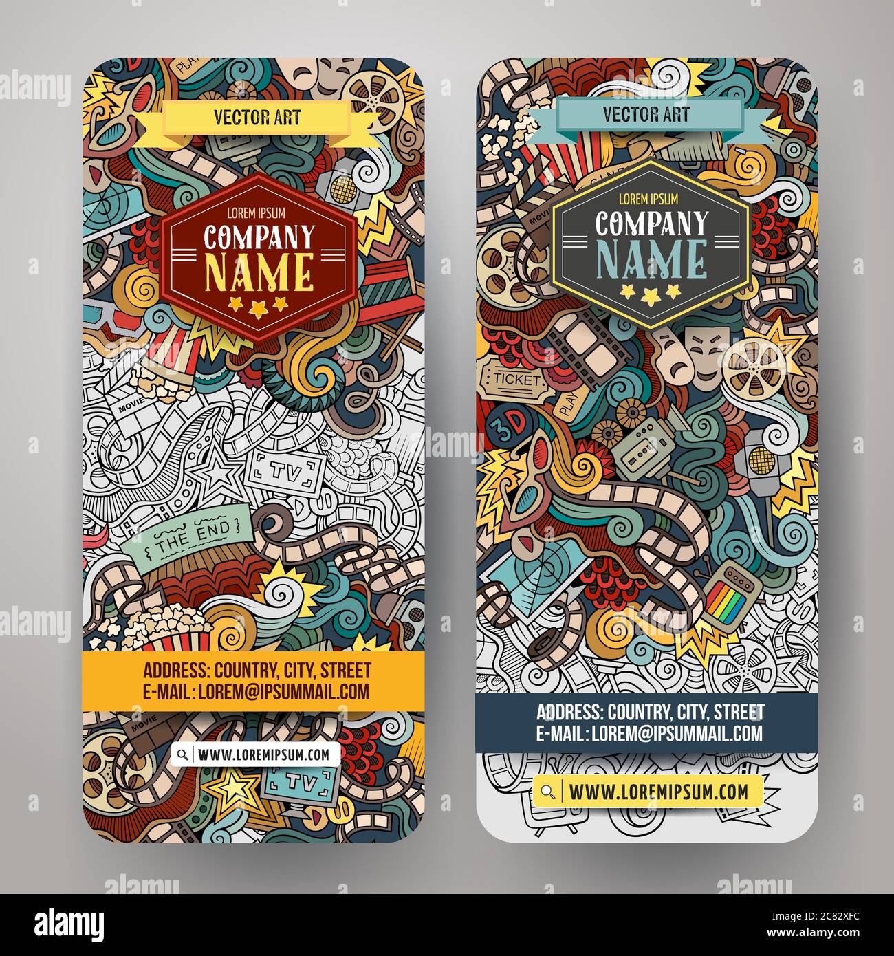 Cartoon vector doodles cinema banners Stock Vector Image & Art - Alamy