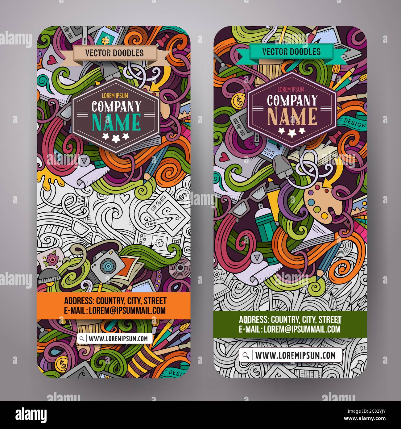 Cartoon vector doodles artistic banners Stock Vector Image & Art - Alamy
