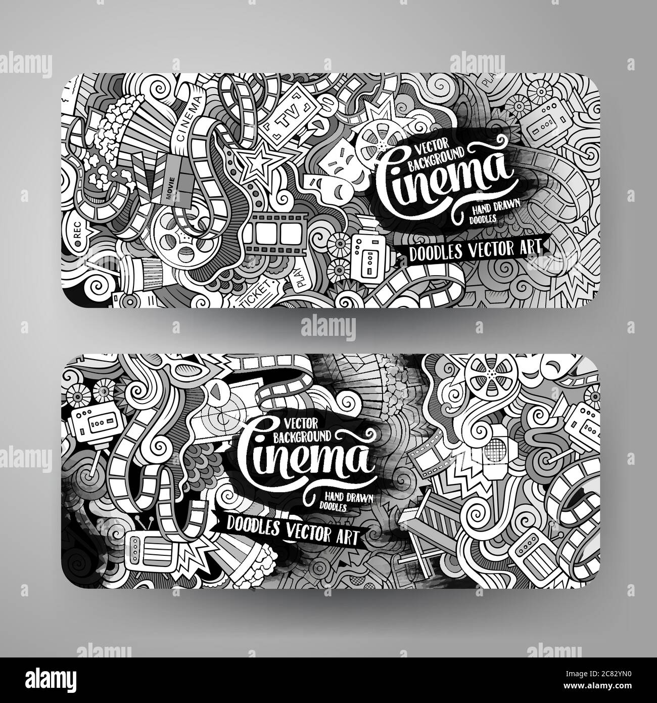 Cartoon vector doodles cinema banners Stock Vector Image & Art - Alamy